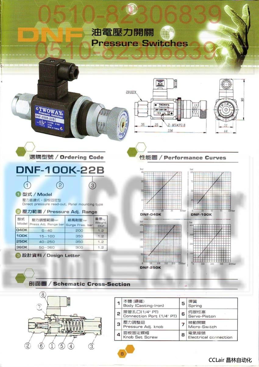 TWOWAY 油電壓力開關(guān)  DNF-250K-22B  DNF-360K-22B 